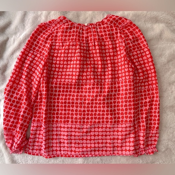 2/$20 ✨NWT LOFT Long Sleeve Pink Red Heart Chiffon Blouse Size S - Picture 5 of 10